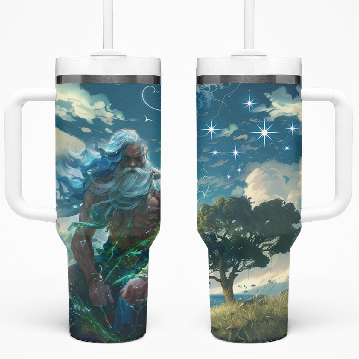 New Zealand Matariki Ururangi Tumbler With Handle The Murmur Of The Wind LT9 One Size: 40 oz Black - Polynesian Pride