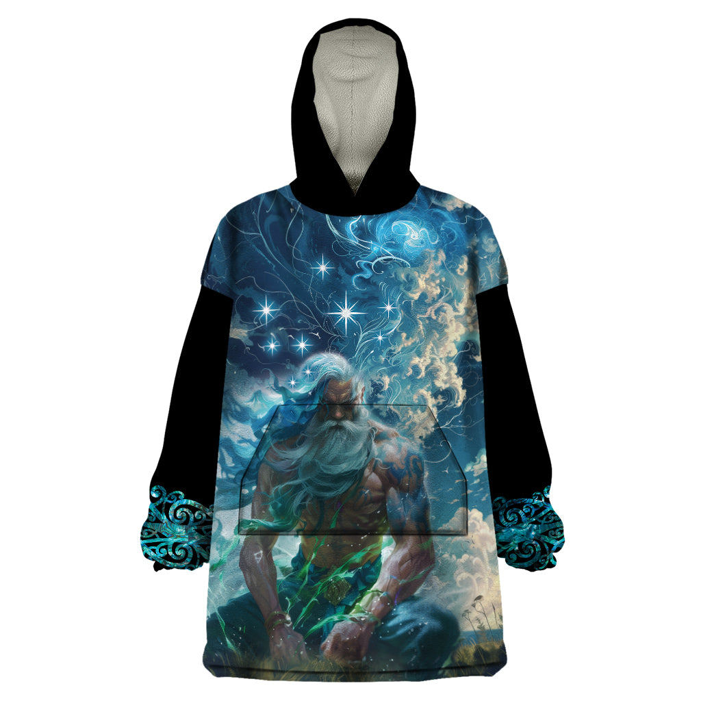 New Zealand Matariki Ururangi Wearable Blanket Hoodie The Murmur Of The Wind LT9 One Size Black - Polynesian Pride