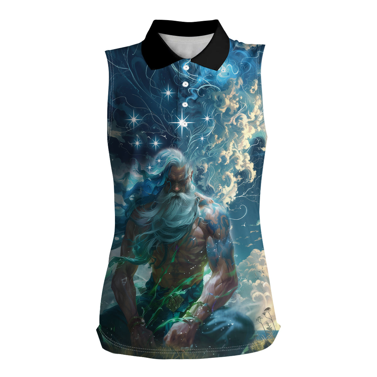 New Zealand Matariki Ururangi Women Sleeveless Polo Shirt The Murmur Of The Wind LT9 Female Black - Polynesian Pride