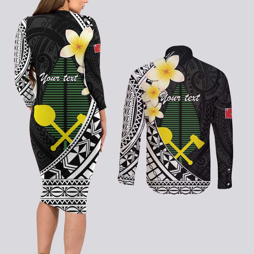 Alo Chiefdom Wallis and Futuna Personalized Couples Matching Long Sleeve Bodycon Dress and Long Sleeve Button Shirt Frangipani Flowers Polynesian Pattern LT9 - Polynesian Pride