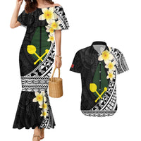 Alo Chiefdom Wallis and Futuna Personalized Couples Matching Mermaid Dress and Hawaiian Shirt Frangipani Flowers Polynesian Pattern LT9 Black - Polynesian Pride
