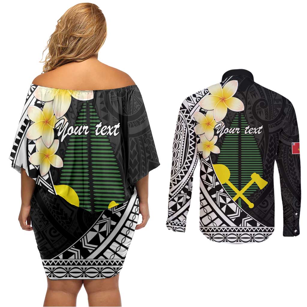 Alo Chiefdom Wallis and Futuna Personalized Couples Matching Off Shoulder Short Dress and Long Sleeve Button Shirt Frangipani Flowers Polynesian Pattern LT9 - Polynesian Pride
