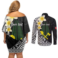 Alo Chiefdom Wallis and Futuna Personalized Couples Matching Off Shoulder Short Dress and Long Sleeve Button Shirt Frangipani Flowers Polynesian Pattern LT9 - Polynesian Pride