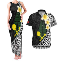 Alo Chiefdom Wallis and Futuna Personalized Couples Matching Tank Maxi Dress and Hawaiian Shirt Frangipani Flowers Polynesian Pattern LT9 Black - Polynesian Pride