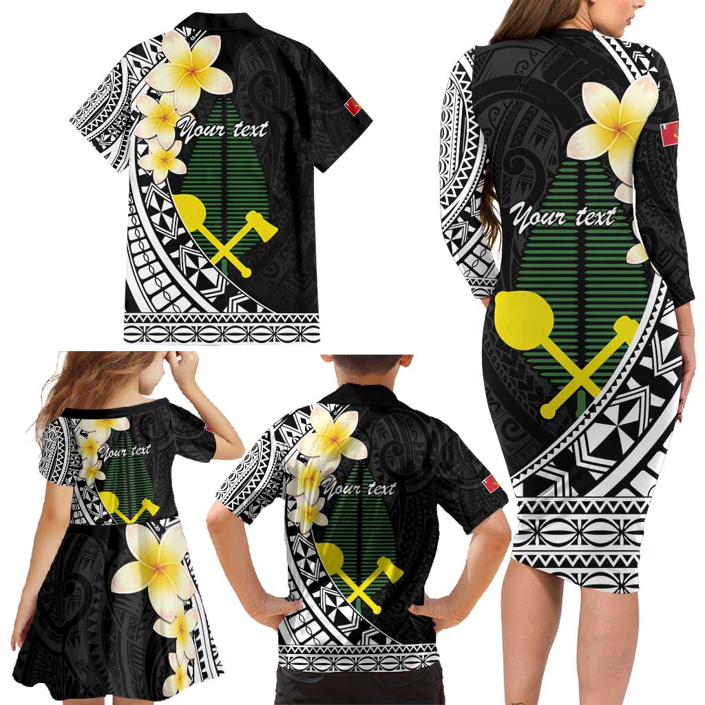 Alo Chiefdom Wallis and Futuna Personalized Family Matching Long Sleeve Bodycon Dress and Hawaiian Shirt Frangipani Flowers Polynesian Pattern LT9 - Polynesian Pride
