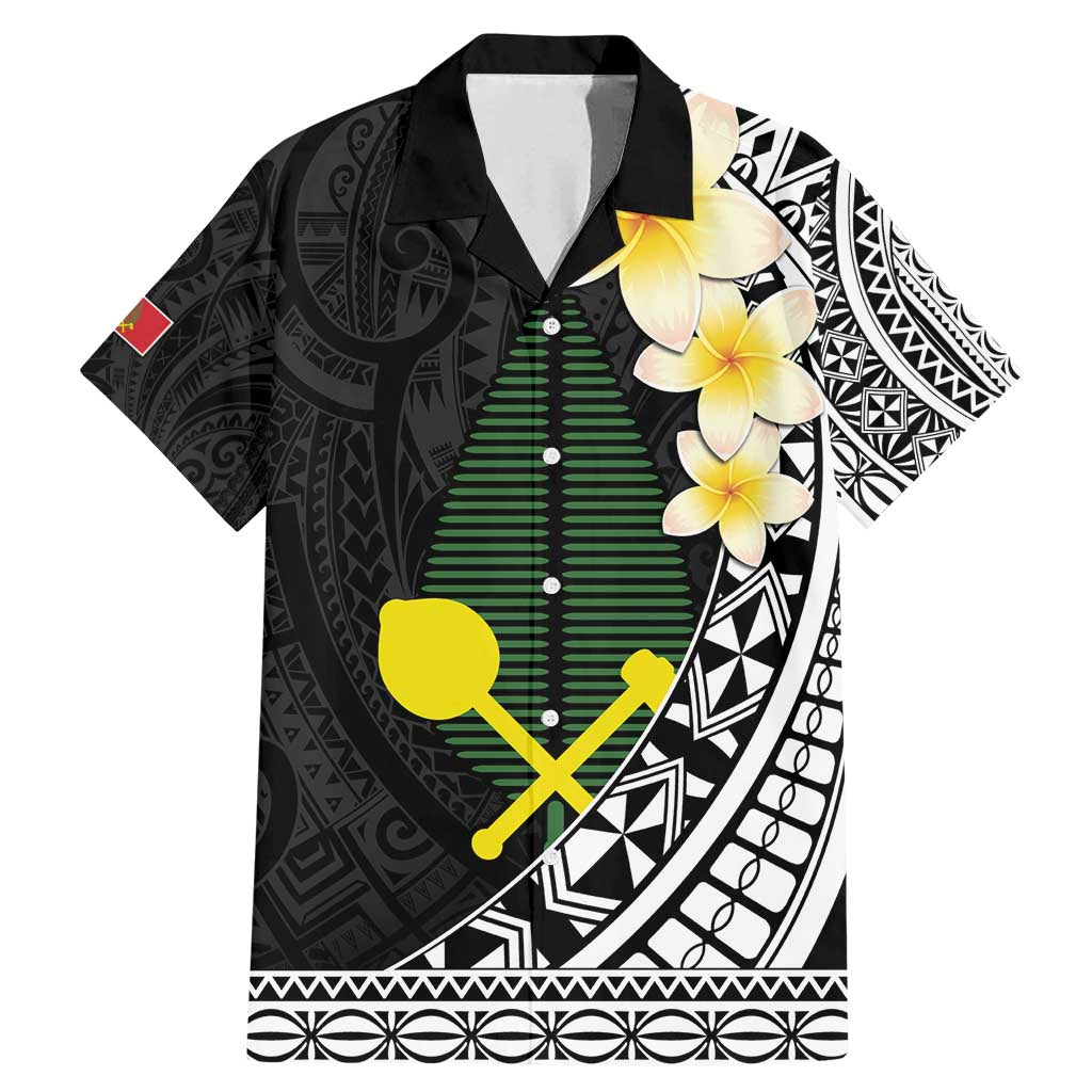 Alo Chiefdom Wallis and Futuna Personalized Family Matching Mermaid Dress and Hawaiian Shirt Frangipani Flowers Polynesian Pattern LT9 Dad's Shirt - Short Sleeve Black - Polynesian Pride