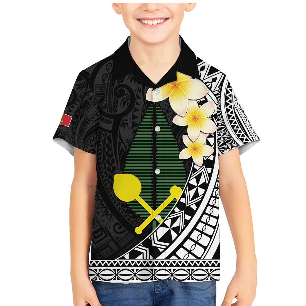 Alo Chiefdom Wallis and Futuna Personalized Family Matching Mermaid Dress and Hawaiian Shirt Frangipani Flowers Polynesian Pattern LT9 Son's Shirt Black - Polynesian Pride