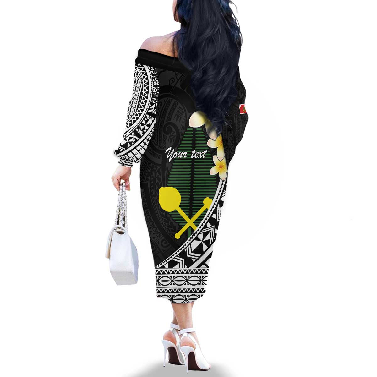 Alo Chiefdom Wallis and Futuna Personalized Family Matching Off The Shoulder Long Sleeve Dress and Hawaiian Shirt Frangipani Flowers Polynesian Pattern LT9 - Polynesian Pride