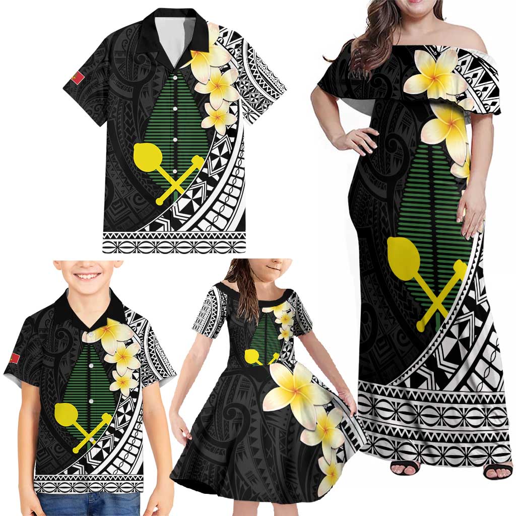 Alo Chiefdom Wallis and Futuna Personalized Family Matching Off Shoulder Maxi Dress and Hawaiian Shirt Frangipani Flowers Polynesian Pattern LT9 - Polynesian Pride