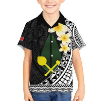 Alo Chiefdom Wallis and Futuna Personalized Family Matching Off Shoulder Maxi Dress and Hawaiian Shirt Frangipani Flowers Polynesian Pattern LT9 Son's Shirt Black - Polynesian Pride