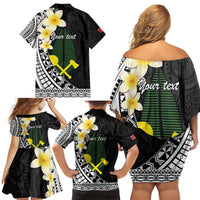 Alo Chiefdom Wallis and Futuna Personalized Family Matching Off Shoulder Short Dress and Hawaiian Shirt Frangipani Flowers Polynesian Pattern LT9 - Polynesian Pride
