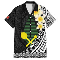 Alo Chiefdom Wallis and Futuna Personalized Family Matching Off Shoulder Short Dress and Hawaiian Shirt Frangipani Flowers Polynesian Pattern LT9 Dad's Shirt - Short Sleeve Black - Polynesian Pride