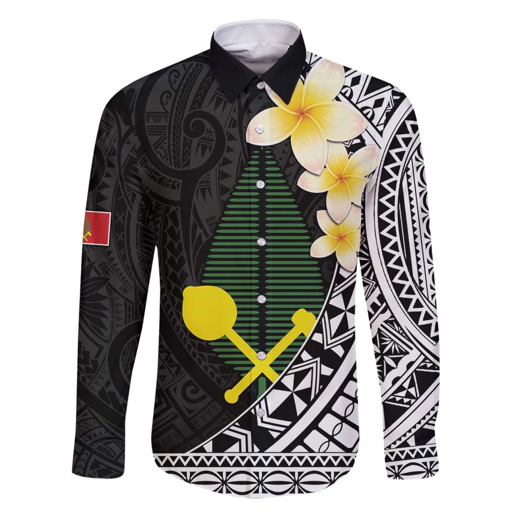 Alo Chiefdom Wallis and Futuna Personalized Family Matching Off Shoulder Short Dress and Hawaiian Shirt Frangipani Flowers Polynesian Pattern LT9 Dad's Shirt - Long Sleeve Black - Polynesian Pride