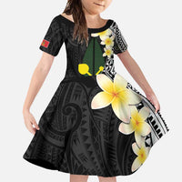 Alo Chiefdom Wallis and Futuna Personalized Family Matching Summer Maxi Dress and Hawaiian Shirt Frangipani Flowers Polynesian Pattern LT9 Daughter's Dress Black - Polynesian Pride
