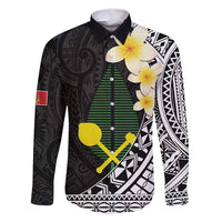 Alo Chiefdom Wallis and Futuna Personalized Family Matching Summer Maxi Dress and Hawaiian Shirt Frangipani Flowers Polynesian Pattern LT9 Dad's Shirt - Long Sleeve Black - Polynesian Pride