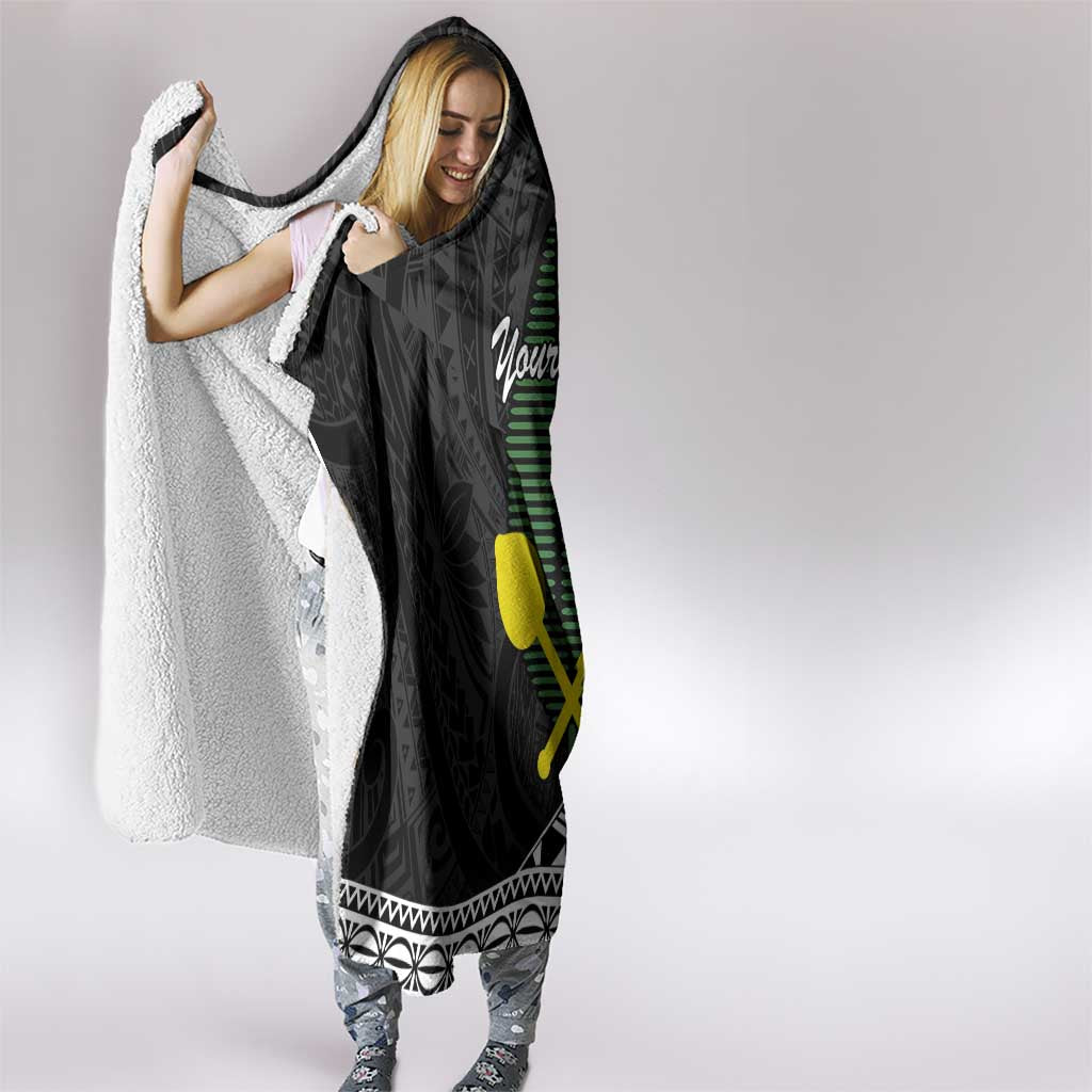 Alo Chiefdom Wallis and Futuna Personalized Hooded Blanket Frangipani Flowers Polynesian Pattern