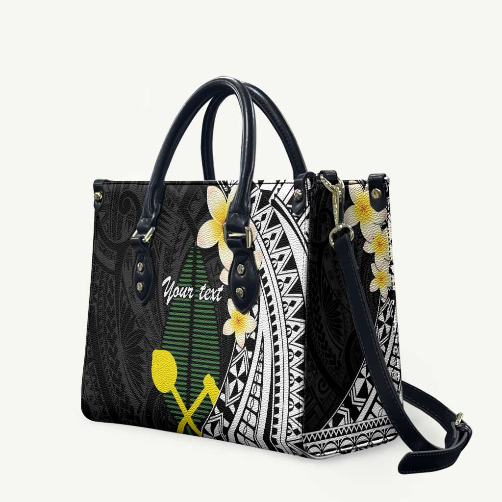 Alo Chiefdom Wallis and Futuna Personalized Leather Bag Frangipani Flowers Polynesian Pattern - Polynesian Pride