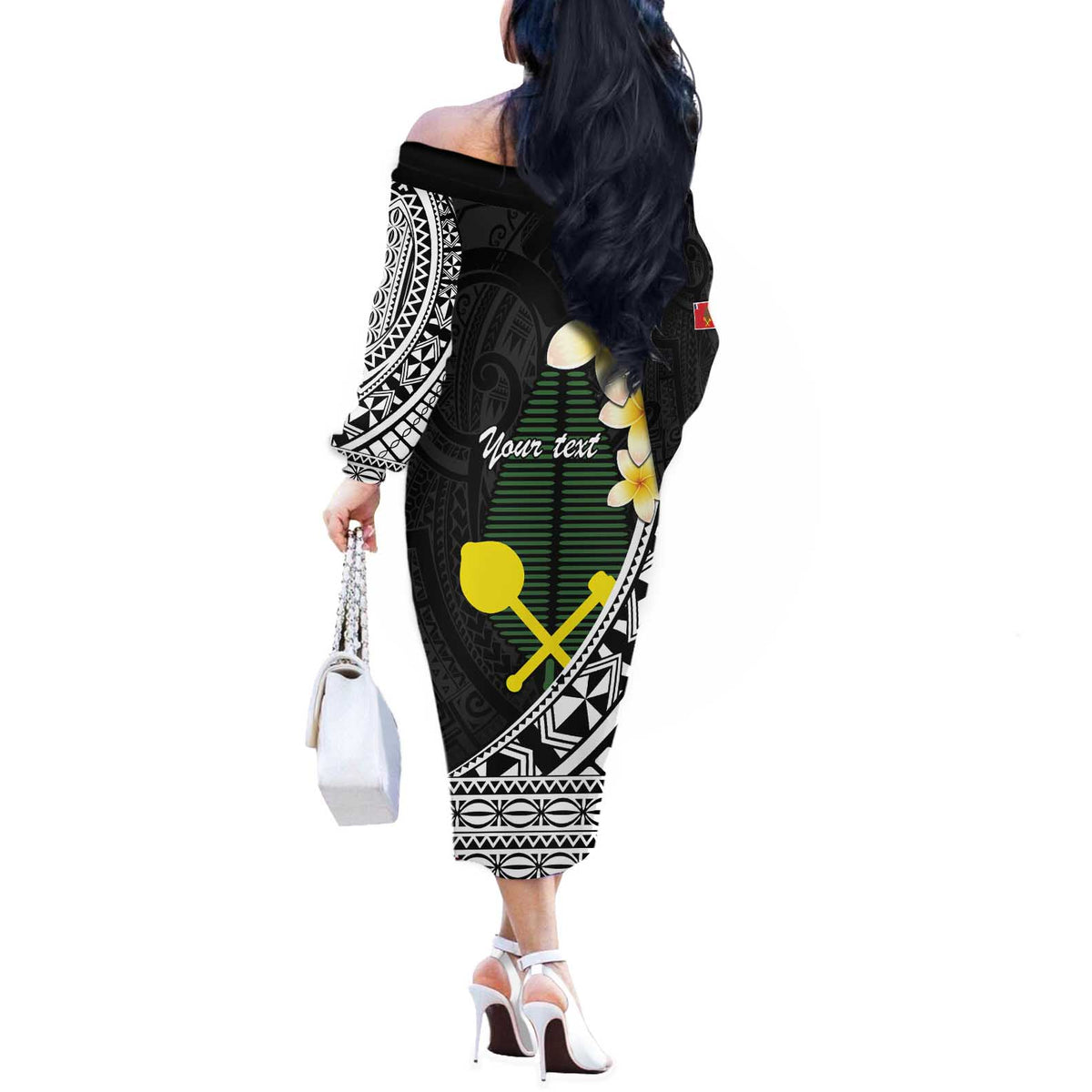 Alo Chiefdom Wallis and Futuna Personalized Off The Shoulder Long Sleeve Dress Frangipani Flowers Polynesian Pattern LT9 - Polynesian Pride