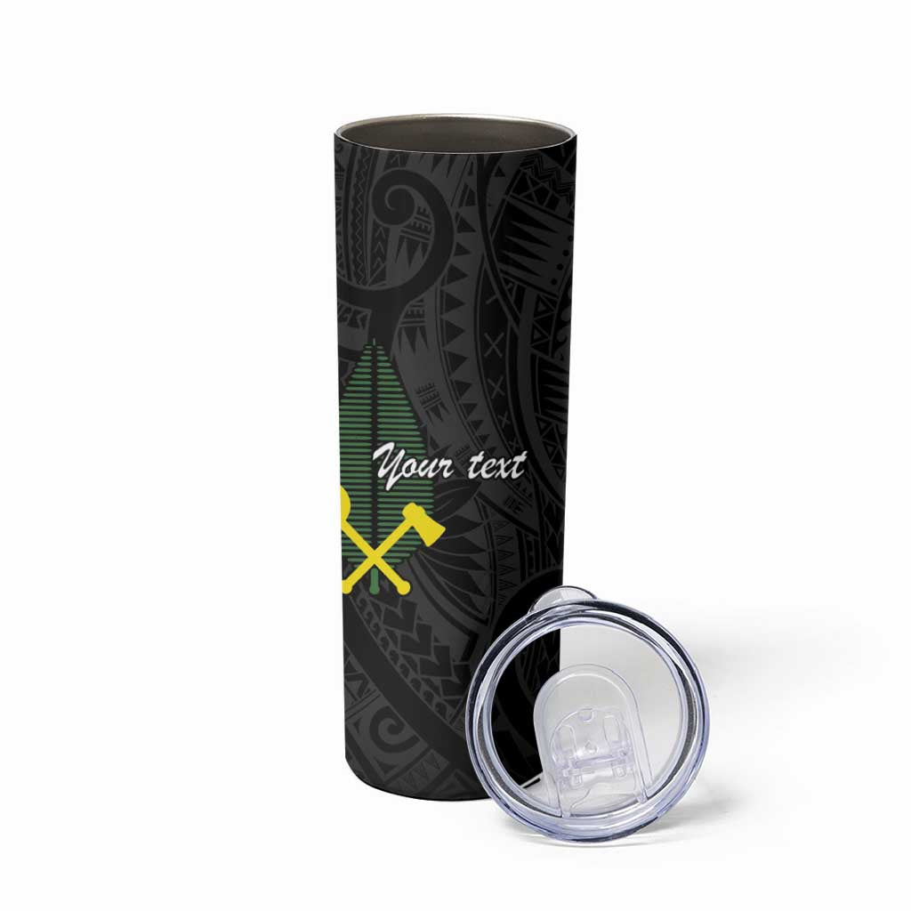 Alo Chiefdom Wallis and Futuna Personalized Skinny Tumbler Frangipani Flowers Polynesian Pattern LT9 - Polynesian Pride