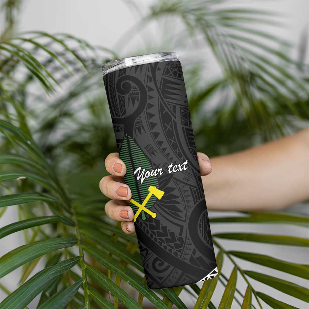 Alo Chiefdom Wallis and Futuna Personalized Skinny Tumbler Frangipani Flowers Polynesian Pattern LT9 - Polynesian Pride
