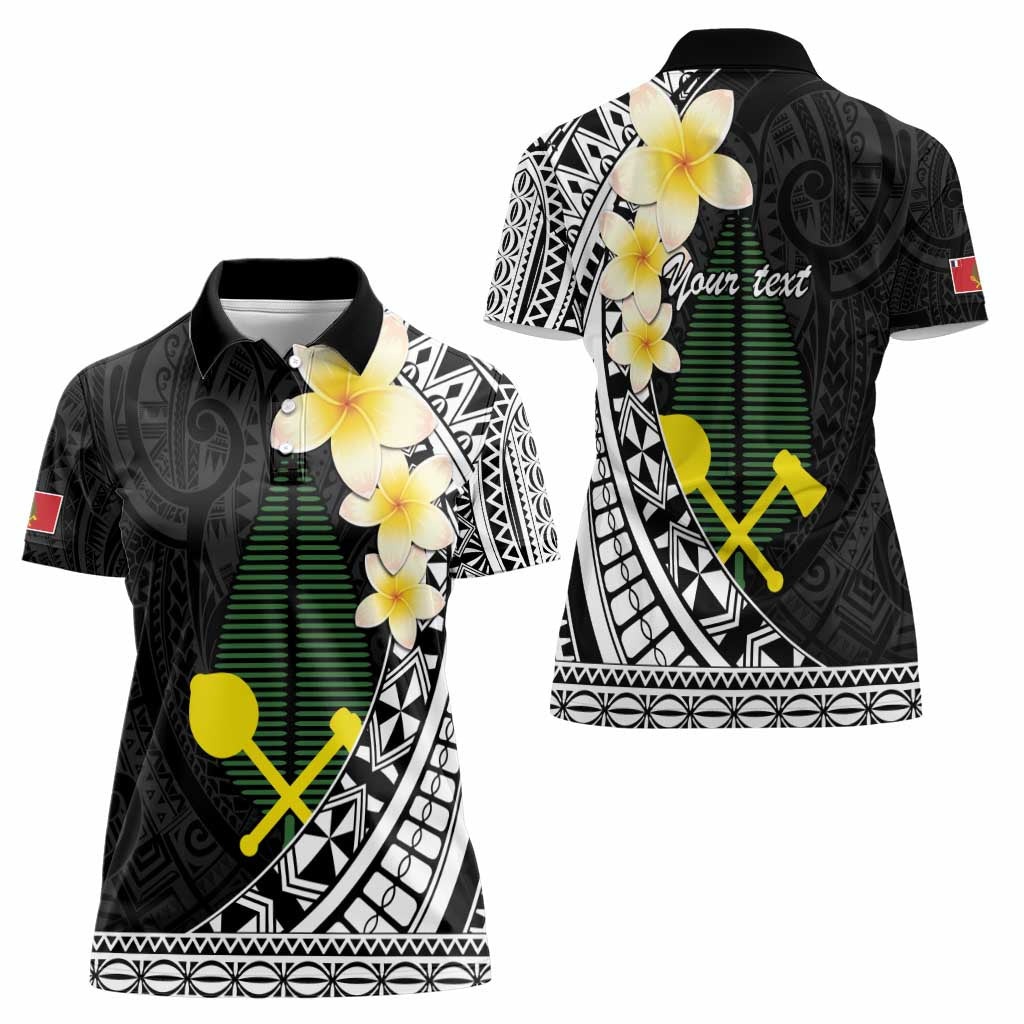 Alo Chiefdom Wallis and Futuna Personalized Women Polo Shirt Frangipani Flowers Polynesian Pattern LT9 - Polynesian Pride