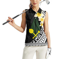 Alo Chiefdom Wallis and Futuna Personalized Women Sleeveless Polo Shirt Frangipani Flowers Polynesian Pattern LT9 - Polynesian Pride