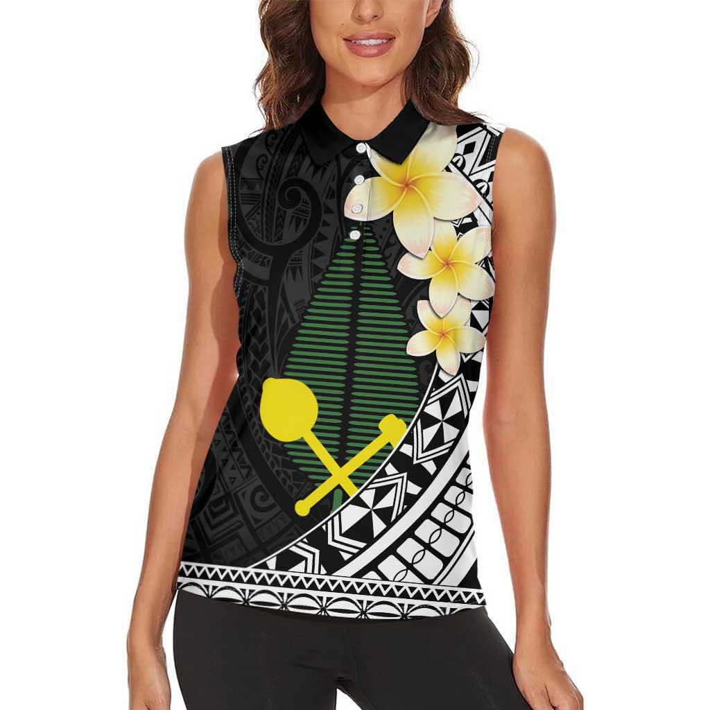 Alo Chiefdom Wallis and Futuna Personalized Women Sleeveless Polo Shirt Frangipani Flowers Polynesian Pattern LT9 - Polynesian Pride