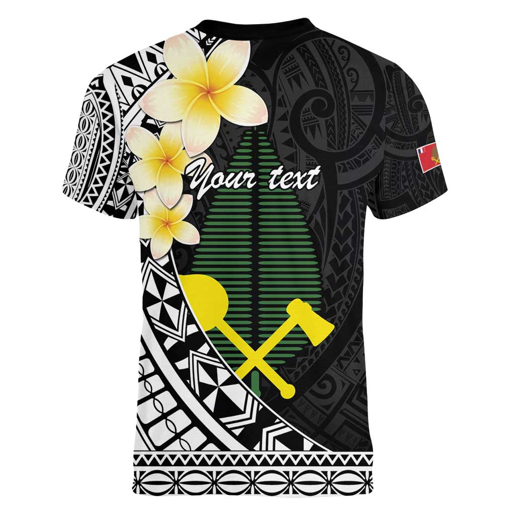 Alo Chiefdom Wallis and Futuna Personalized Women V-Neck T-Shirt Frangipani Flowers Polynesian Pattern LT9 - Polynesian Pride