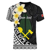 Alo Chiefdom Wallis and Futuna Personalized Women V-Neck T-Shirt Frangipani Flowers Polynesian Pattern LT9 - Polynesian Pride