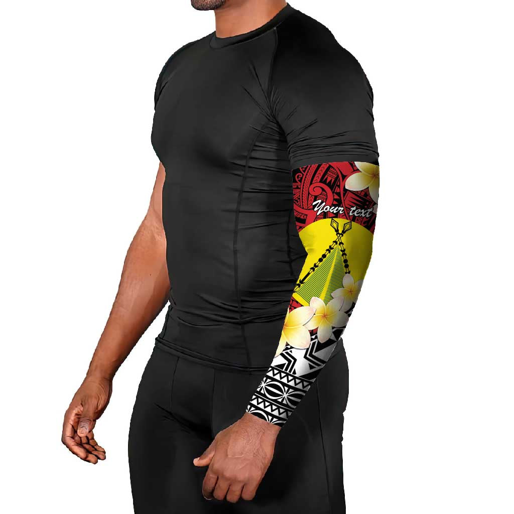 Sigave Chiefdom Wallis and Futuna Personalized Arm Sleeves Frangipani Flowers Polynesian Pattern - Polynesian Pride