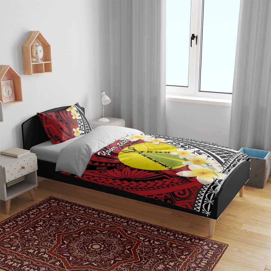 Sigave Chiefdom Wallis and Futuna Personalized Bedding Set Frangipani Flowers Polynesian Pattern