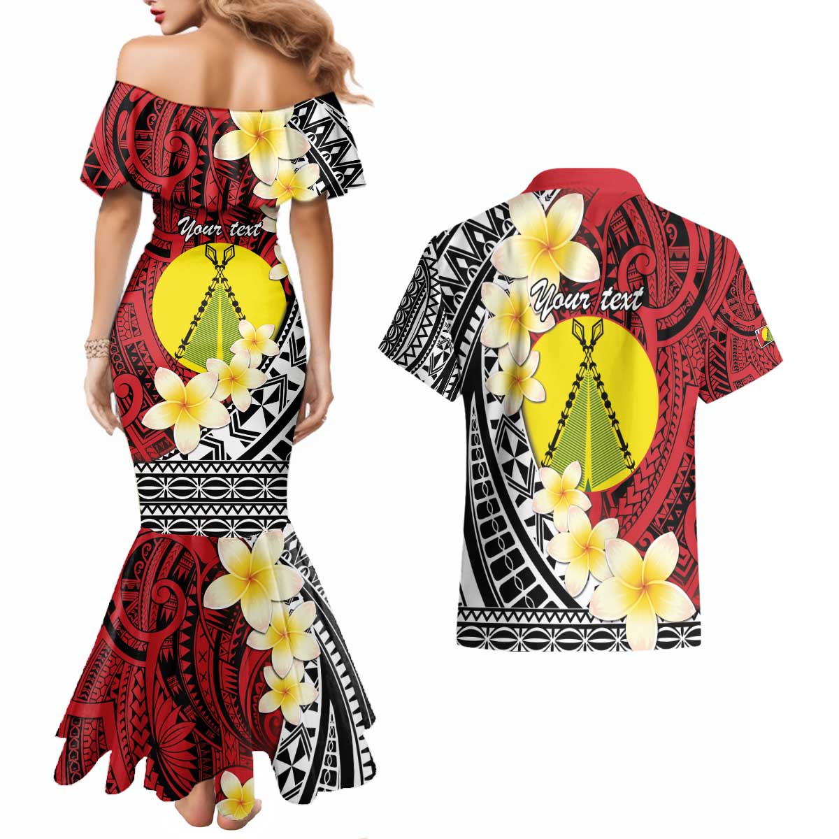 Sigave Chiefdom Wallis and Futuna Personalized Couples Matching Mermaid Dress and Hawaiian Shirt Frangipani Flowers Polynesian Pattern LT9 - Polynesian Pride