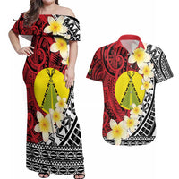 Sigave Chiefdom Wallis and Futuna Personalized Couples Matching Off Shoulder Maxi Dress and Hawaiian Shirt Frangipani Flowers Polynesian Pattern LT9 Red - Polynesian Pride