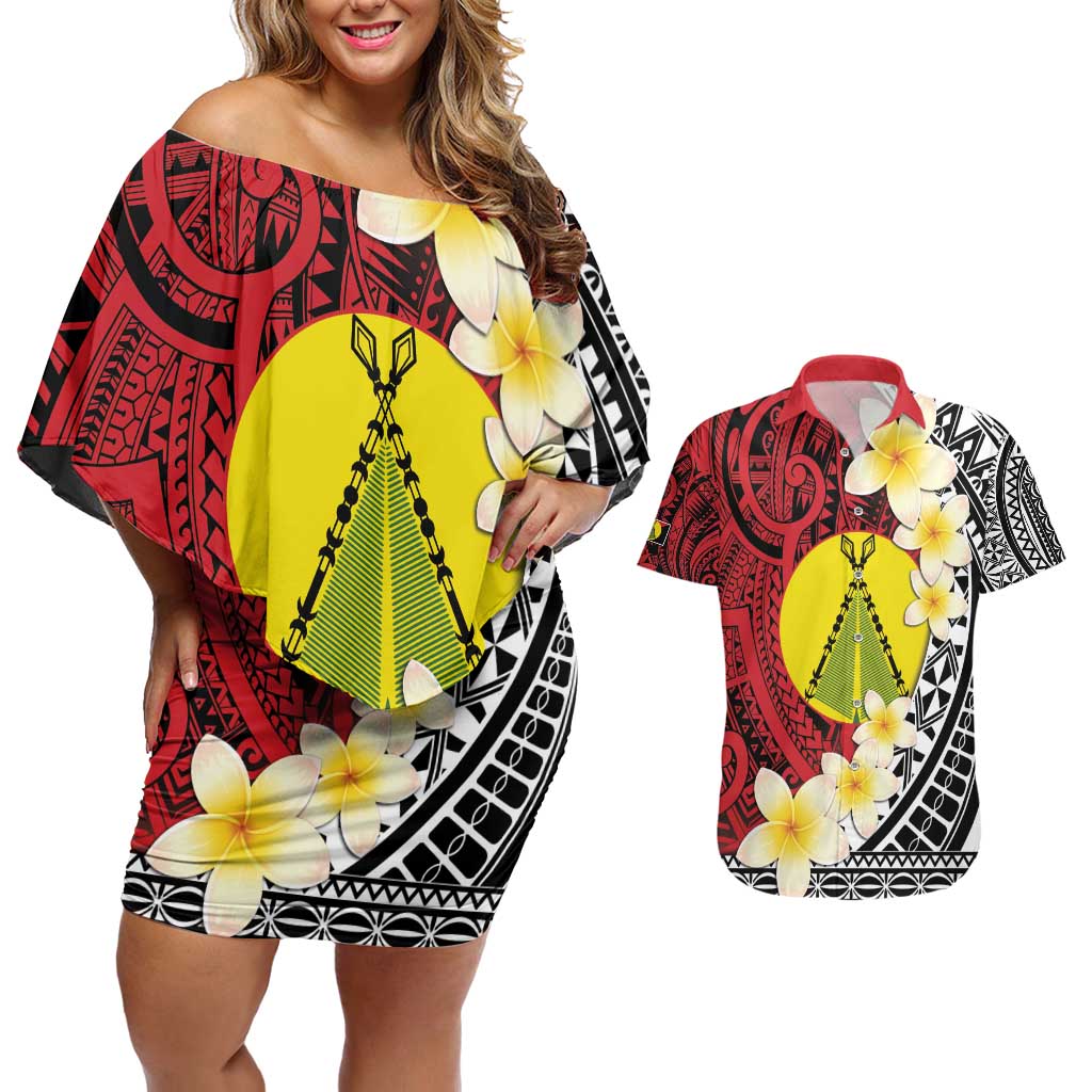 Sigave Chiefdom Wallis and Futuna Personalized Couples Matching Off Shoulder Short Dress and Hawaiian Shirt Frangipani Flowers Polynesian Pattern LT9 Red - Polynesian Pride