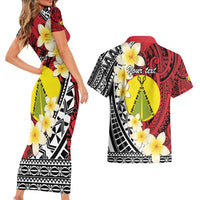 Sigave Chiefdom Wallis and Futuna Personalized Couples Matching Short Sleeve Bodycon Dress and Hawaiian Shirt Frangipani Flowers Polynesian Pattern LT9 - Polynesian Pride
