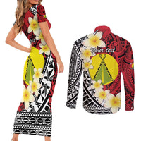 Sigave Chiefdom Wallis and Futuna Personalized Couples Matching Short Sleeve Bodycon Dress and Long Sleeve Button Shirt Frangipani Flowers Polynesian Pattern LT9 - Polynesian Pride