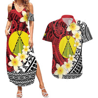 Sigave Chiefdom Wallis and Futuna Personalized Couples Matching Summer Maxi Dress and Hawaiian Shirt Frangipani Flowers Polynesian Pattern LT9 Red - Polynesian Pride