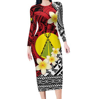 Sigave Chiefdom Wallis and Futuna Personalized Family Matching Long Sleeve Bodycon Dress and Hawaiian Shirt Frangipani Flowers Polynesian Pattern LT9 Mom's Dress Red - Polynesian Pride