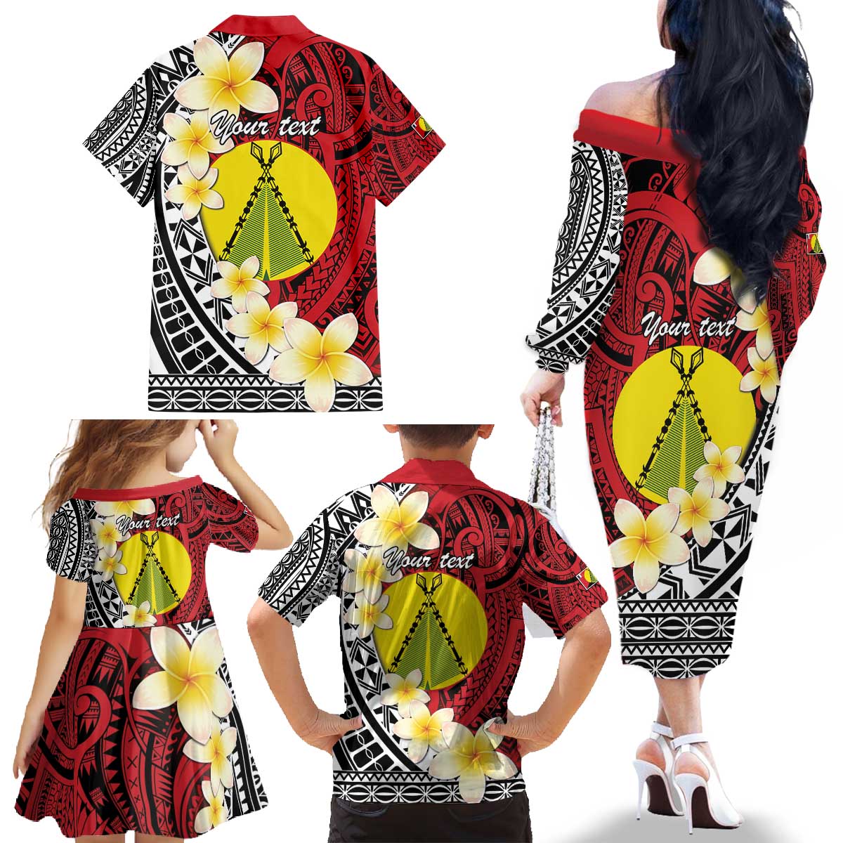 Sigave Chiefdom Wallis and Futuna Personalized Family Matching Off The Shoulder Long Sleeve Dress and Hawaiian Shirt Frangipani Flowers Polynesian Pattern LT9 - Polynesian Pride