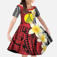 Sigave Chiefdom Wallis and Futuna Personalized Family Matching Off Shoulder Maxi Dress and Hawaiian Shirt Frangipani Flowers Polynesian Pattern LT9 Daughter's Dress Red - Polynesian Pride