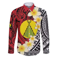 Sigave Chiefdom Wallis and Futuna Personalized Family Matching Off Shoulder Short Dress and Hawaiian Shirt Frangipani Flowers Polynesian Pattern LT9 Dad's Shirt - Long Sleeve Red - Polynesian Pride