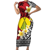 Sigave Chiefdom Wallis and Futuna Personalized Family Matching Short Sleeve Bodycon Dress and Hawaiian Shirt Frangipani Flowers Polynesian Pattern LT9 Mom's Dress Red - Polynesian Pride