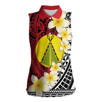 Sigave Chiefdom Wallis and Futuna Personalized Women Sleeveless Polo Shirt Frangipani Flowers Polynesian Pattern LT9 Female Red - Polynesian Pride