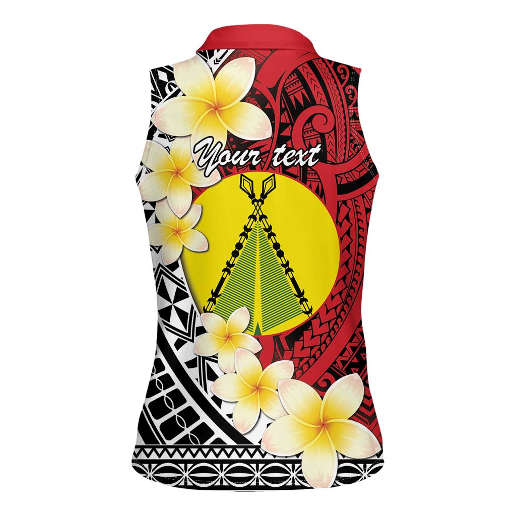 Sigave Chiefdom Wallis and Futuna Personalized Women Sleeveless Polo Shirt Frangipani Flowers Polynesian Pattern LT9 - Polynesian Pride