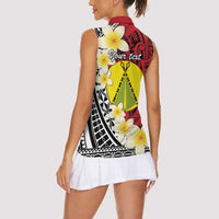 Sigave Chiefdom Wallis and Futuna Personalized Women Sleeveless Polo Shirt Frangipani Flowers Polynesian Pattern LT9 - Polynesian Pride