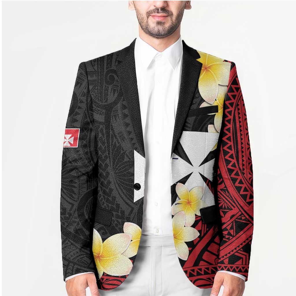 Uvea Chiefdom Wallis and Futuna Personalized Blazer Frangipani Flowers Polynesian Pattern LT9 - Polynesian Pride