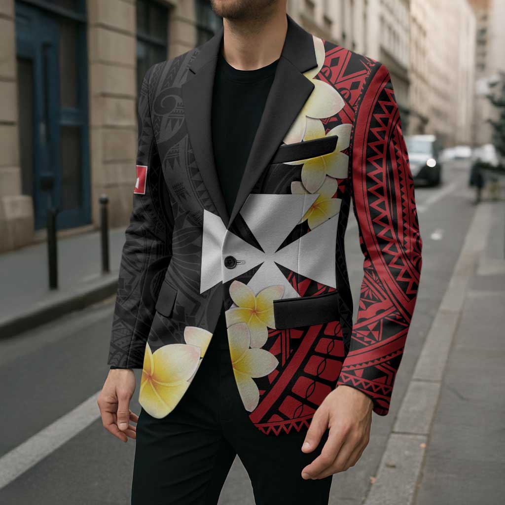 Uvea Chiefdom Wallis and Futuna Personalized Blazer Frangipani Flowers Polynesian Pattern LT9 - Polynesian Pride