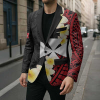 Uvea Chiefdom Wallis and Futuna Personalized Blazer Frangipani Flowers Polynesian Pattern LT9 - Polynesian Pride