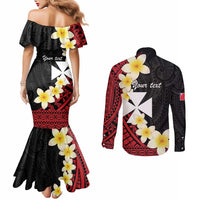 Uvea Chiefdom Wallis and Futuna Personalized Couples Matching Mermaid Dress and Long Sleeve Button Shirt Frangipani Flowers Polynesian Pattern LT9 - Polynesian Pride