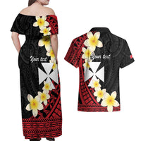 Uvea Chiefdom Wallis and Futuna Personalized Couples Matching Off Shoulder Maxi Dress and Hawaiian Shirt Frangipani Flowers Polynesian Pattern LT9 - Polynesian Pride